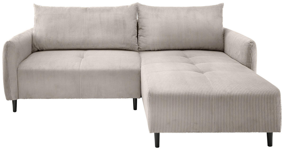 ECKSOFA in Cord Beige  - Beige/Schwarz, Basics, Holz/Textil (238/174cm) - Livetastic