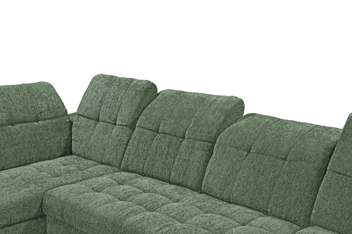 WOHNLANDSCHAFT MERCY Dunkelgrün Mikrovelours  - Kaschmir/Dunkelgrün, MODERN, Kunststoff/Textil (245/348/168cm) - MID.YOU