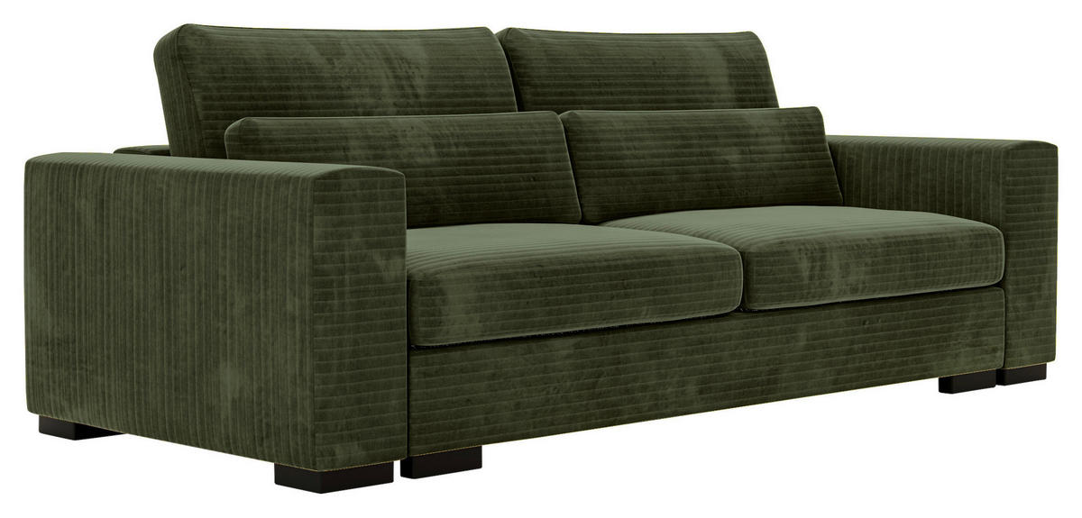 SCHLAFSOFA in Flachgewebe Olivgrün  - Schwarz/Olivgrün, Konventionell, Kunststoff/Textil (236/78/114cm) - Carryhome