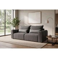 SCHLAFSOFA KIARA Bouclé Dunkelgrau  inkl.  - Dunkelgrau/Schwarz, Design, Kunststoff/Textil (235/100/100cm) - MID.YOU