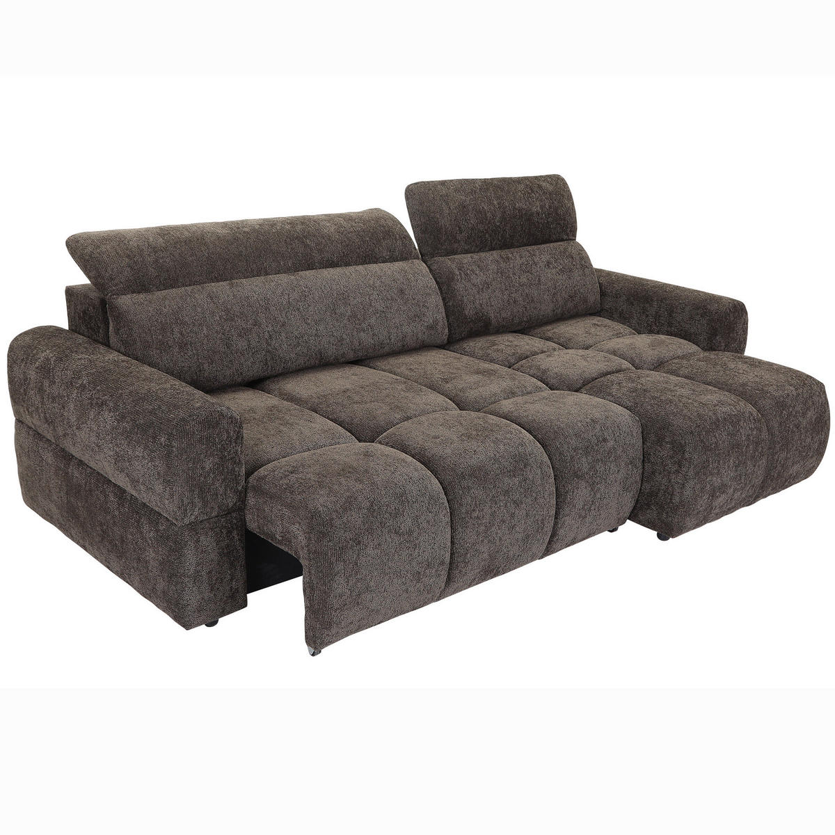 ECKSOFA Dunkelbraun Chenille Bettkasten, Rücken echt, Kopfteilverstellung, Sitztiefenverstellung  - Dunkelbraun/Schwarz, MODERN, Kunststoff/Textil (268/165cm) - Carryhome