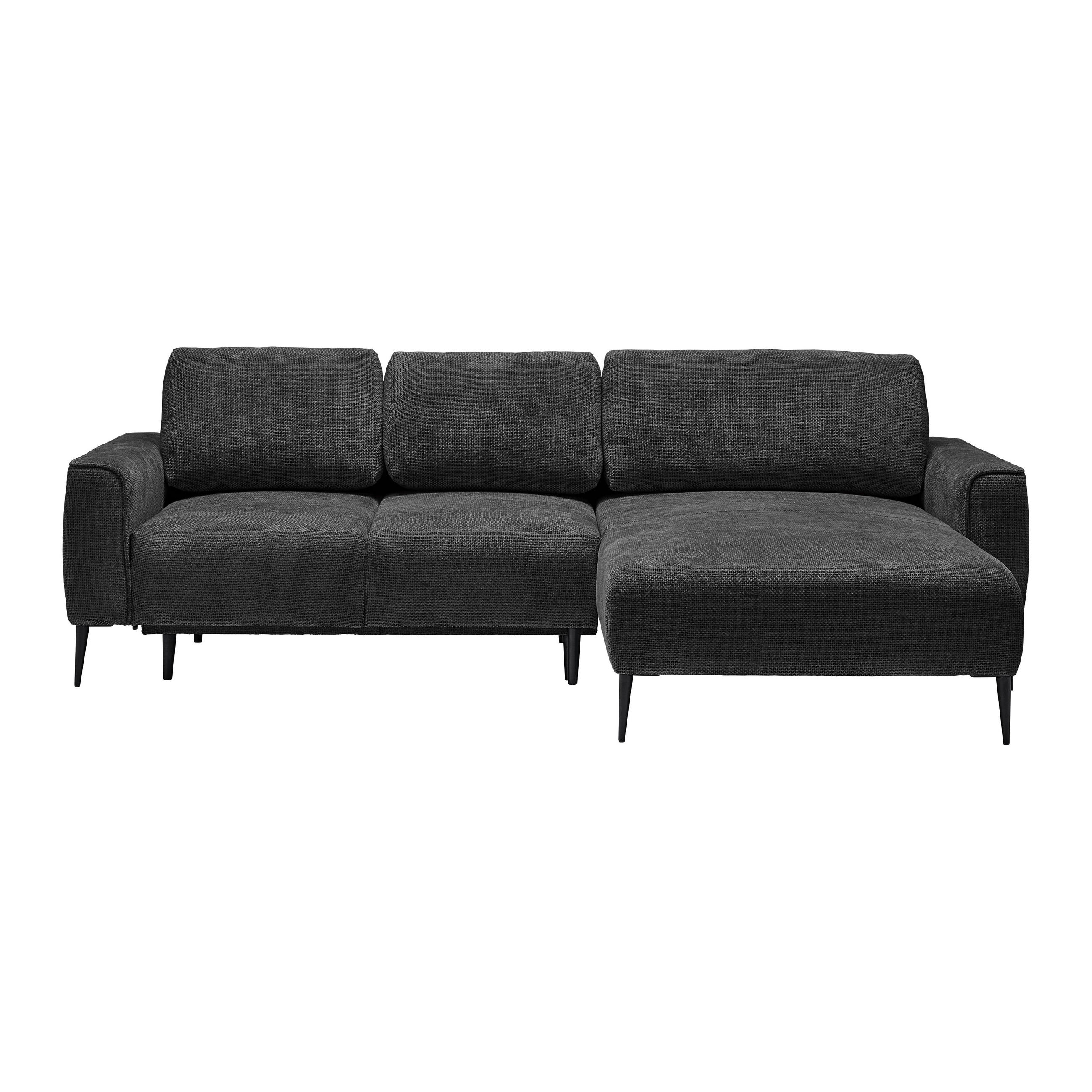 ECKSOFA in Webstoff Schwarz  - Schwarz, Modern, Textil/Metall (255/164cm) - MID.YOU
