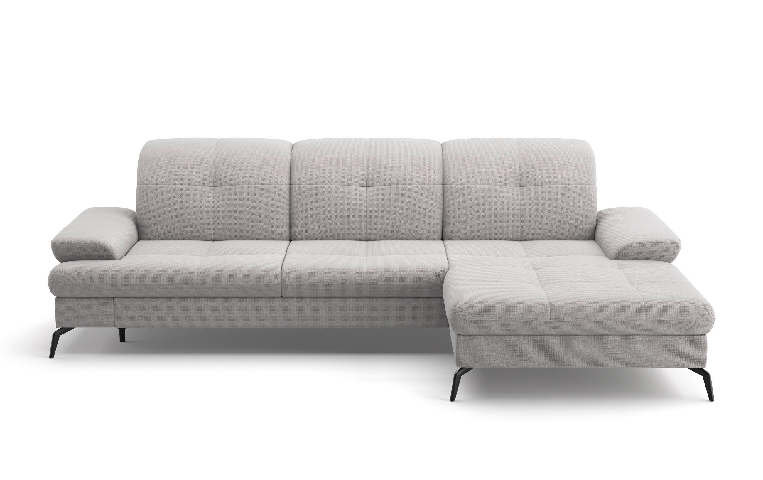 CANAPÉ D'ANGLE in Flachgewebe Silberfarben - Silberfarben/Schwarz, Konventionell, Textil/Metall (279/185cm) - Sit & More