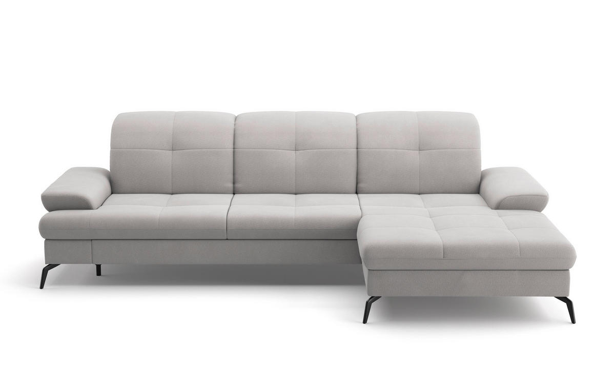 ECKSOFA in Flachgewebe Silberfarben  - Silberfarben/Schwarz, Konventionell, Textil/Metall (279/185cm) - Sit & More