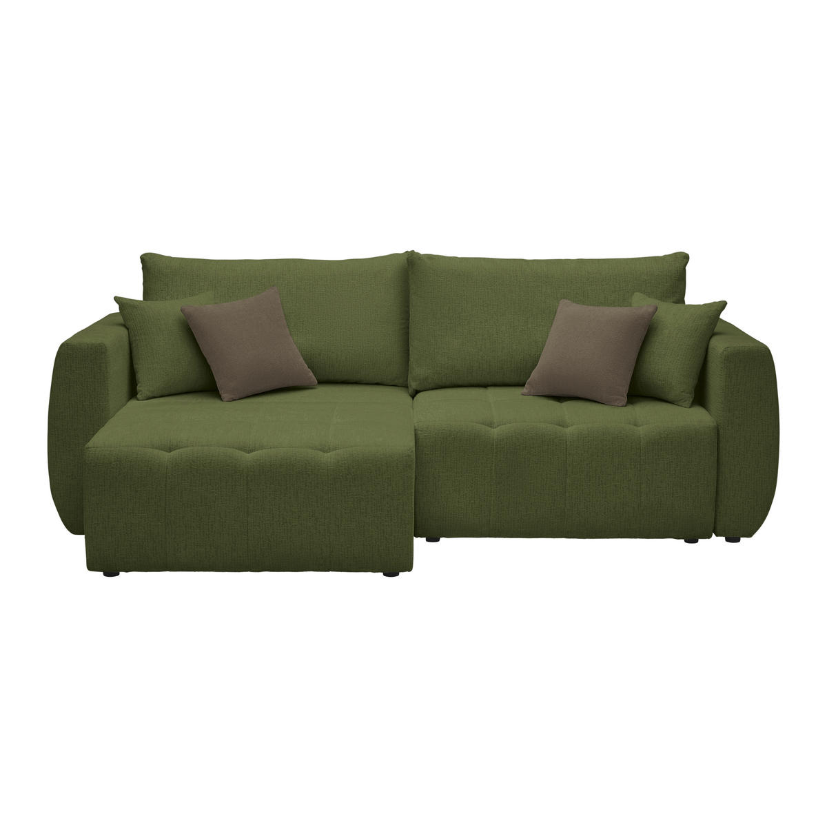 SCHLAFSOFA in Chenille, Jacquard Olivgrün  - Schwarz/Braun, Kunststoff/Textil (245/74-90/104cm) - MID.YOU