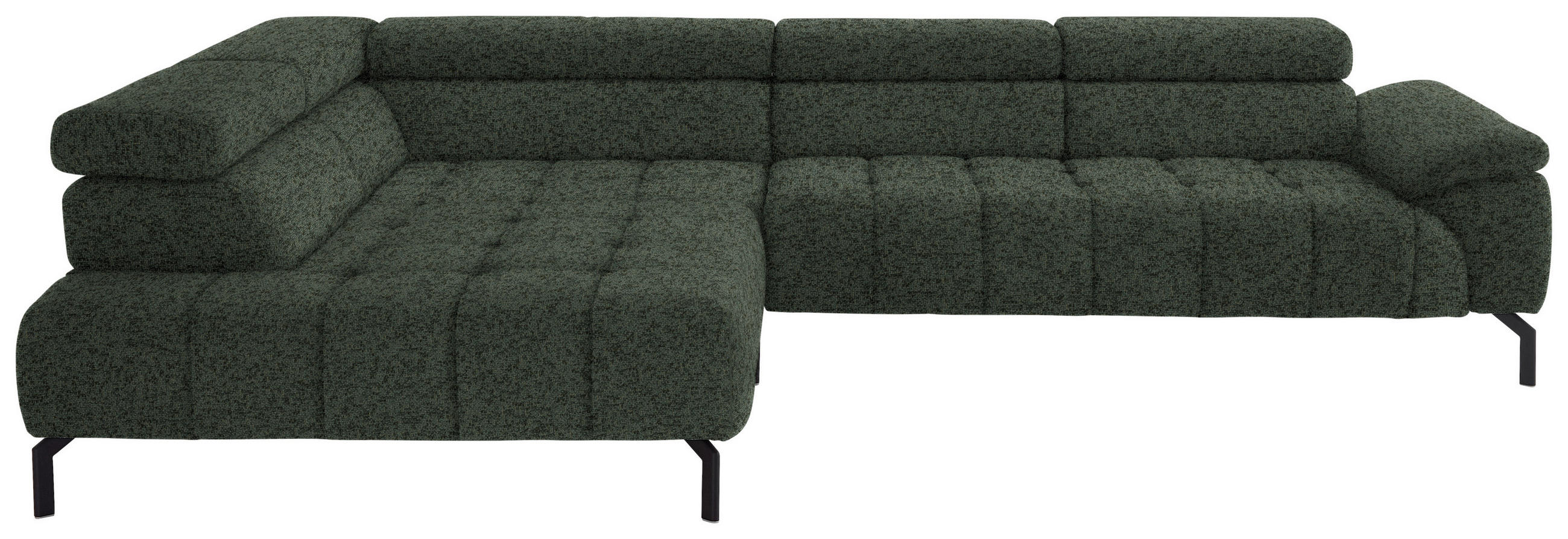 ECKSOFA in Chenille Grün  - Schwarz/Grün, Design, Textil/Metall (222/323cm) - Beldomo Style