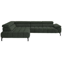 ECKSOFA in Chenille Grün  - Schwarz/Grün, Design, Textil/Metall (222/323cm) - Beldomo Style