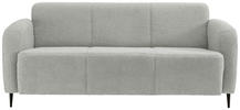 SITZGARNITUR Teddystoff Hellgrau  - Hellgrau/Schwarz, MODERN, Textil/Metall (185/76/90cm) - Livetastic