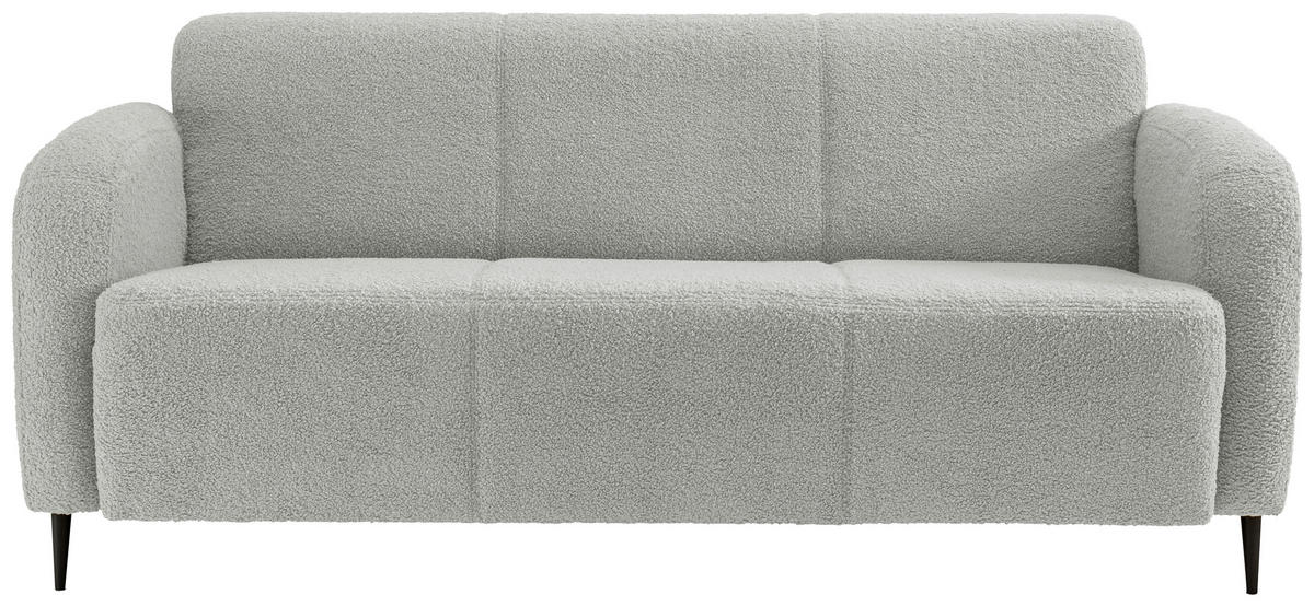 SITZGARNITUR in Teddystoff Hellgrau  - Hellgrau/Schwarz, Modern, Textil/Metall (180/76/90cm) - Livetastic