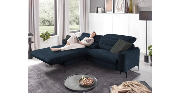 ECKSOFA in Flachgewebe Blau 191/252 cm - Blau/Schwarz, Design, Textil/Metall (191/252cm) - Dieter Knoll