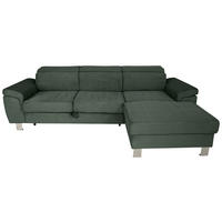 ECKSOFA inkl. Funktionen Waldgrün Cord  - Waldgrün/Silberfarben, Design, Textil/Metall (250/167cm) - Xora