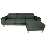 ECKSOFA inkl. Funktionen Waldgrün Cord  - Waldgrün/Silberfarben, Design, Textil/Metall (250/167cm) - Xora