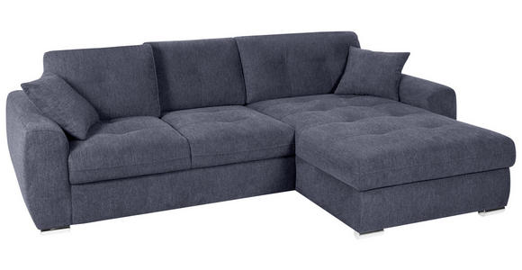 ECKSOFA in Mikrofaser Blau  - Chromfarben/Blau, MODERN, Kunststoff/Textil (276/193cm) - Hom`in