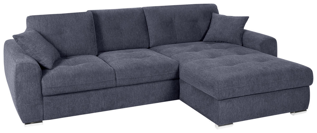 ECKSOFA in Mikrofaser Blau  - Chromfarben/Blau, Modern, Kunststoff/Textil (276/193cm) - Hom`in