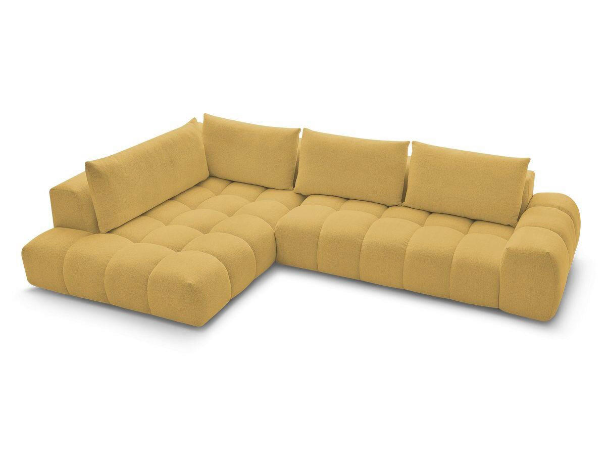 ECKSOFA Ottomane links  EVEREST Gelb Flachgewebe  - Gelb/Schwarz, MODERN, Kunststoff/Textil (210/352cm)