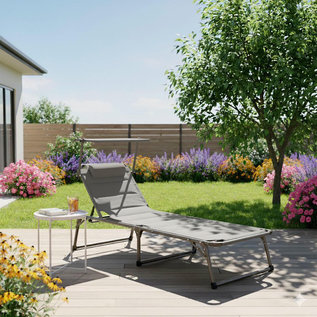 Sonnenliege Aluminium Grau Lxbxh: 193x67x32 Cm