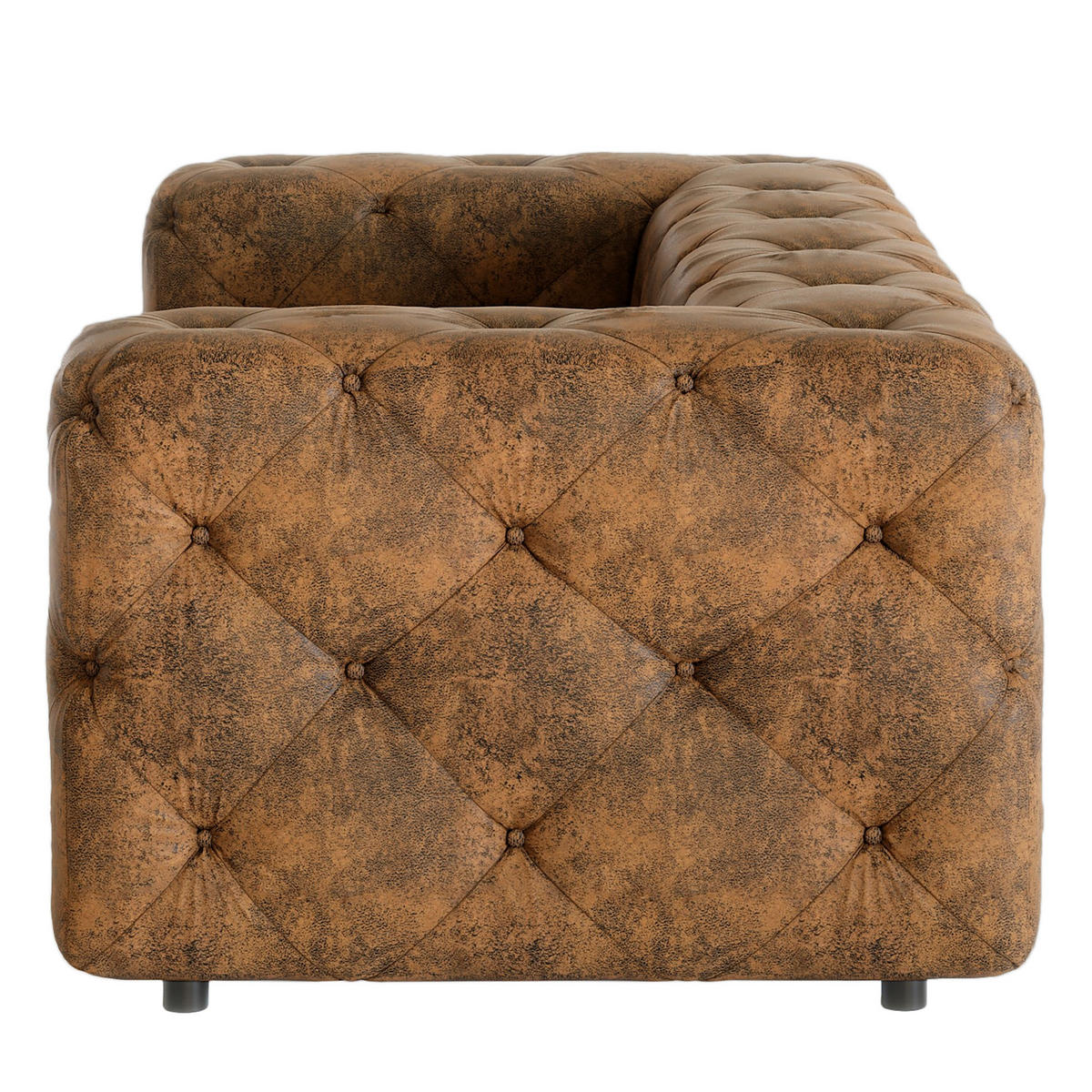 2-SITZER-SOFA Lederlook Dunkelbraun  - Dunkelbraun/Schwarz, Design, Kunststoff/Textil (193/71/100cm) - P & B