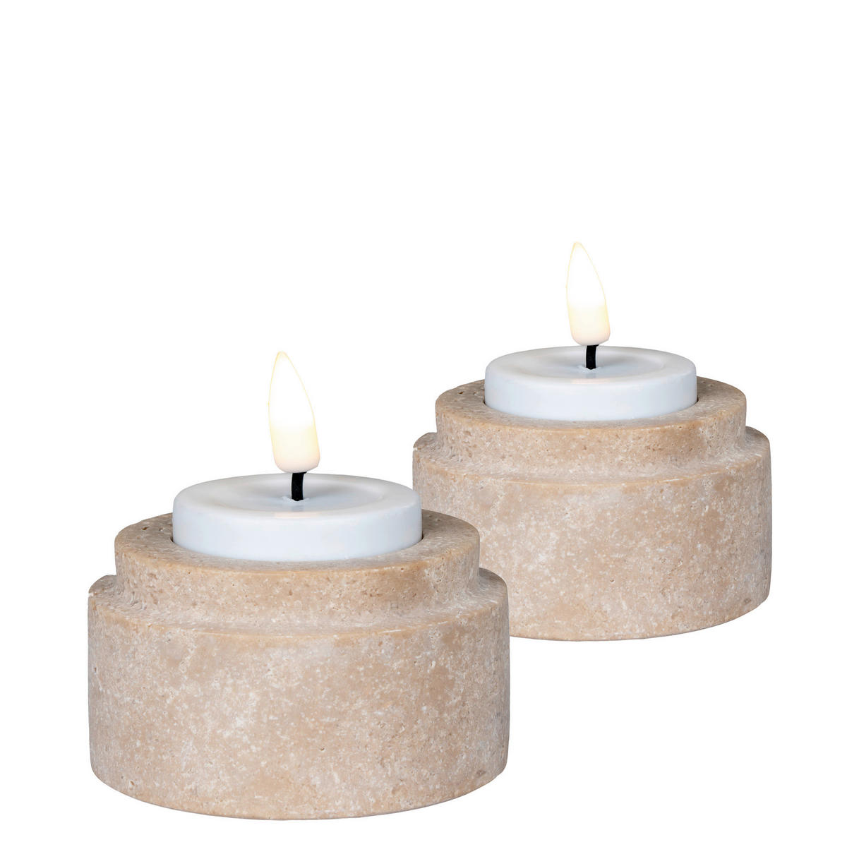 TEELICHTHALTER-SET - Beige, Basics, Stein