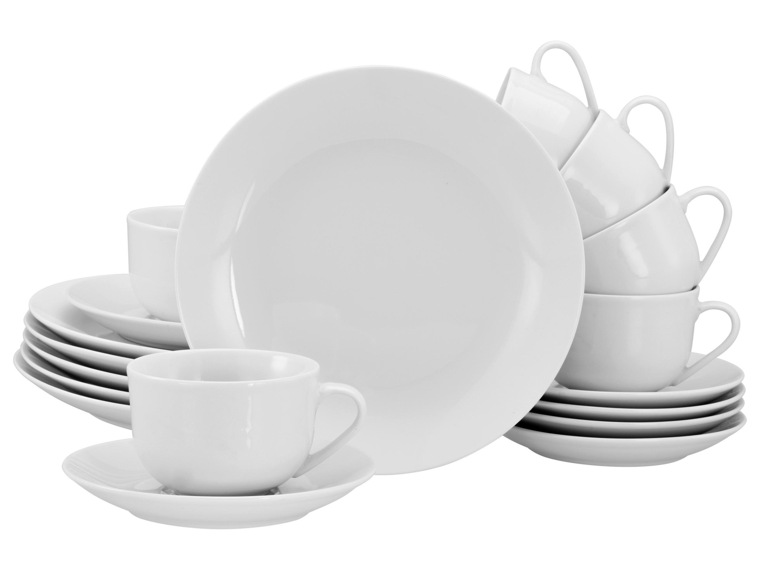 KAFFEESERVICE Weiß 18-teilig Luna  - Weiß, Basics, Keramik - Creatable