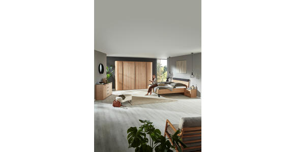 BETT 180/200 cm,  in Anthrazit, Eichefarben,  - Eichefarben/Anthrazit, KONVENTIONELL, Holz/Metall (180/200cm) - Dieter Knoll