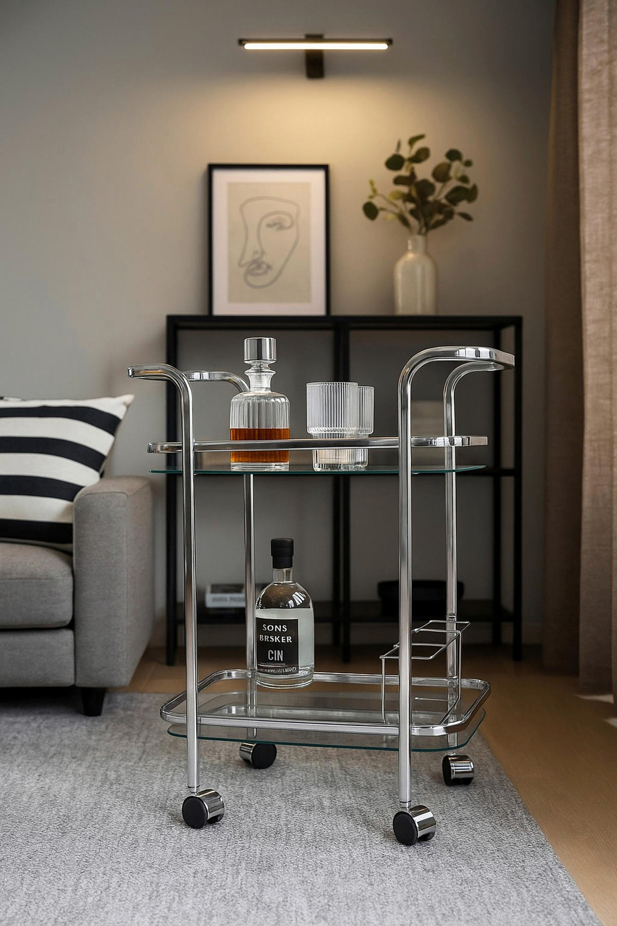 SERVIERWAGEN Chromfarben  - Chromfarben, Design, Glas/Kunststoff (44/69/75cm) - MID.YOU