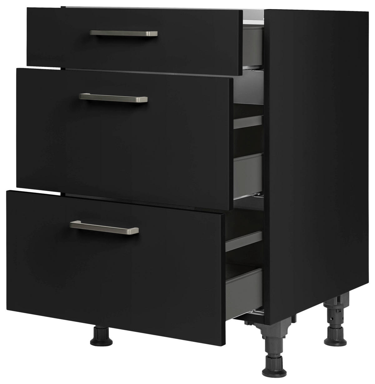 KOCHFELDUMBAUSCHRANK 60/87/56 cm  in Schwarz  - Edelstahlfarben/Schwarz, MODERN, Holzwerkstoff/Metall (60/87/56cm) - Nobilia