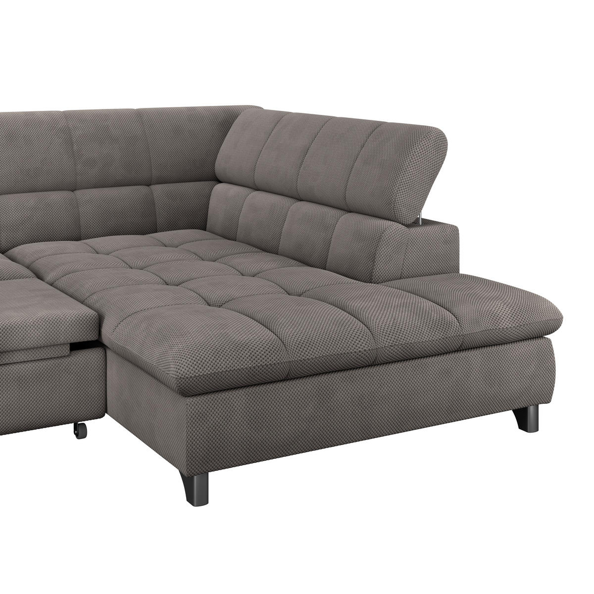 ECKSOFA Braun Chenille  - Chromfarben/Braun, KONVENTIONELL, Textil/Metall (312/234cm) - Livetastic