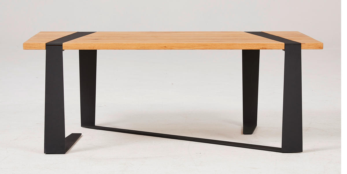 KONFERENČNÍ STOLEK, černá, přírodní barvy, dřevo, kov, 110/60/41 cm - černá/přírodní barvy, Natur, kov/dřevo (110/60/41cm) - Livetastic