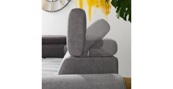 ECKSOFA in Webstoff Dunkelblau  - Dunkelgrau/Silberfarben, Design, Textil/Metall (201/295cm) - Hom`in