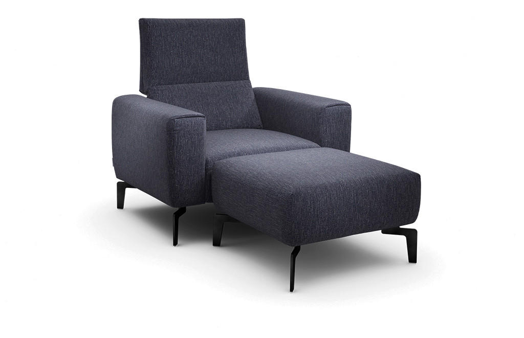 SESSELSET Chenille    - Blau/Schwarz, Design, Textil/Metall (110/85/86-94cm) - SENSOO