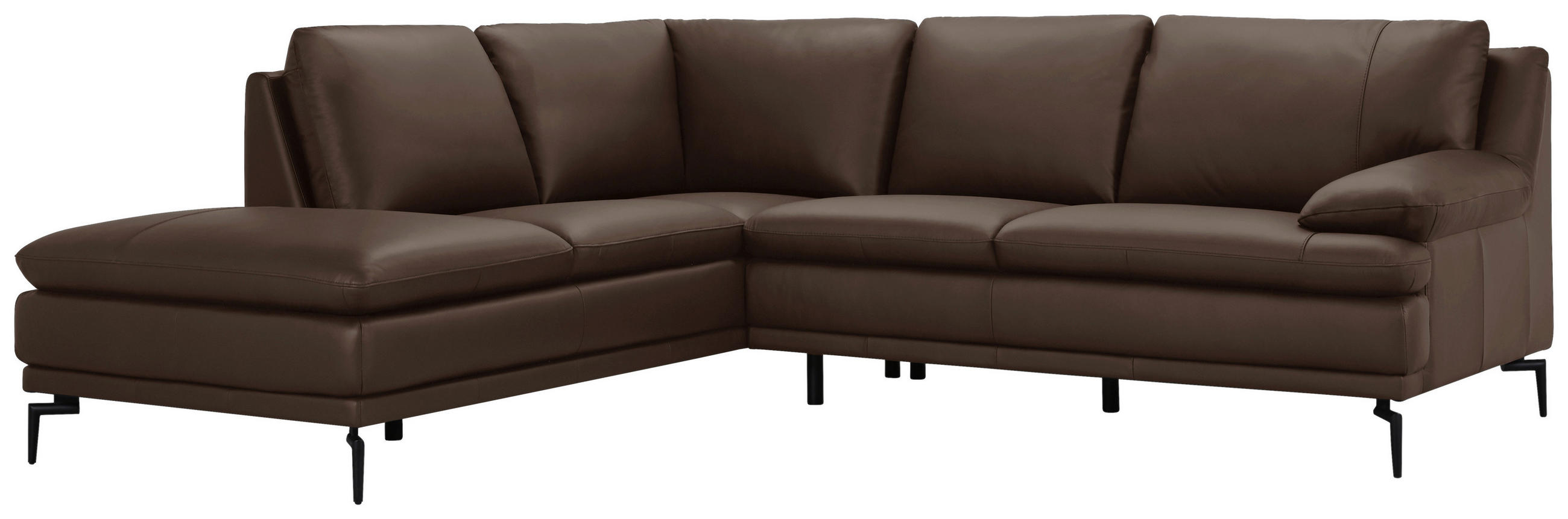 ECKSOFA Braun Echtleder  - Schwarz/Braun, Design, Leder (221/248cm) - MID.YOU