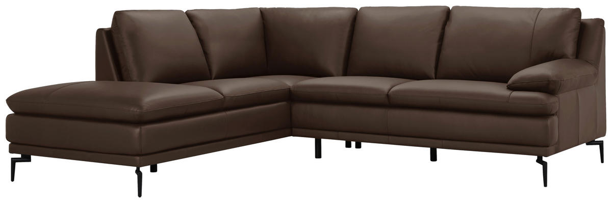 ECKSOFA Braun Echtleder  - Schwarz/Braun, Design, Leder (221/248cm) - MID.YOU