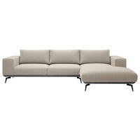 HÖRNSOFFA i chenille cremefärgad  - svart/cremefärgad, Design, metall/trä (330/180cm) - MID.YOU