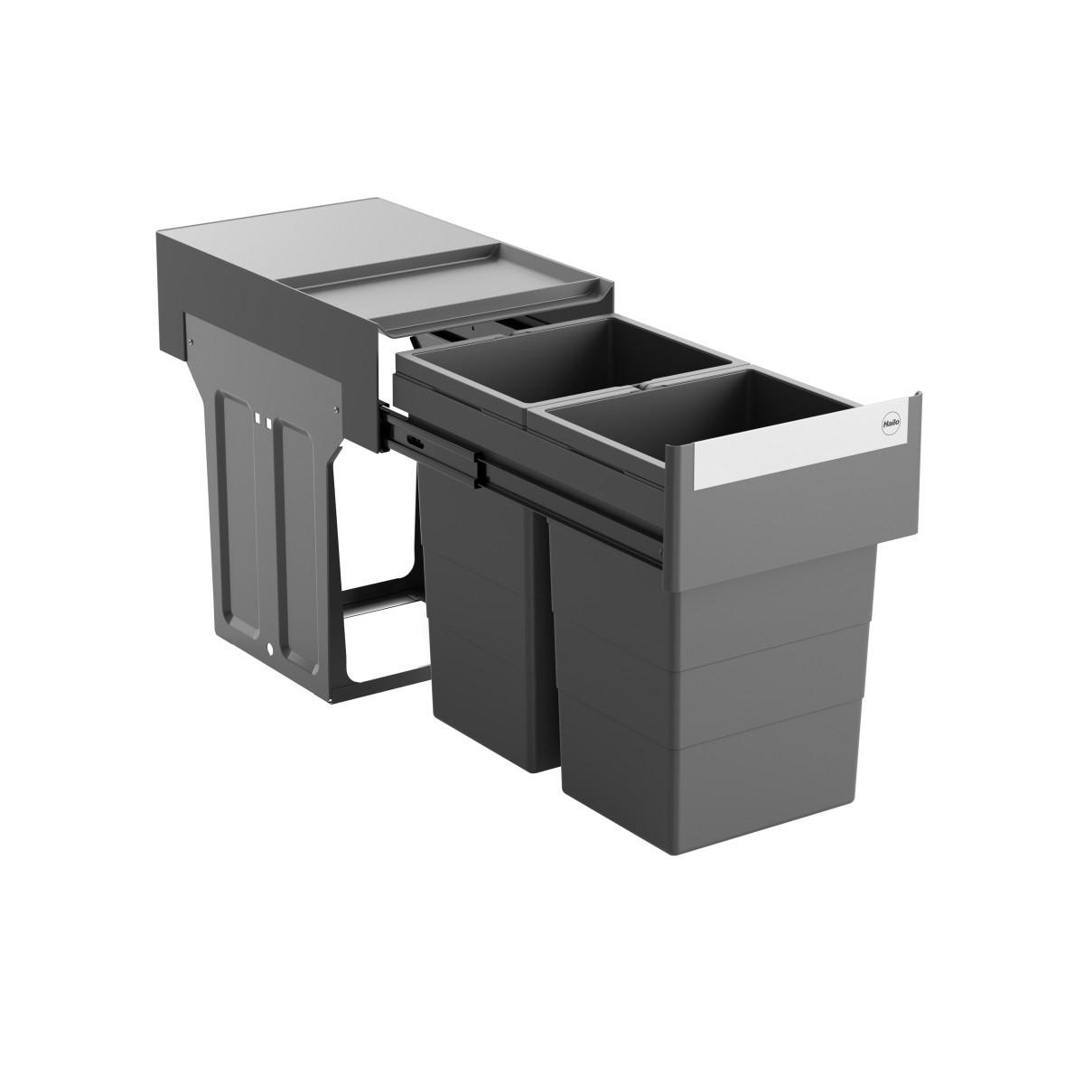 EINBAUABFALLSAMMLER 13 l  Metall  - Anthrazit/Grau, Basics, Kunststoff/Metall (45,7/42/28,3cm) - HKT
