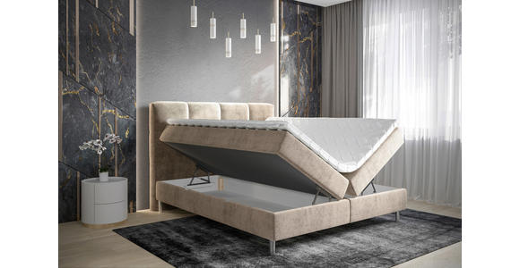 BOXBETT 180/200 cm  in Taupe  - Taupe/Chromfarben, Design, Holz/Holzwerkstoff (180/200cm) - Esposa