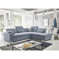 ECKSOFA in Flachgewebe Hellblau  260/301 cm  - Chromfarben/Hellblau, Design, Textil/Metall (260/301cm) - Beldomo Style