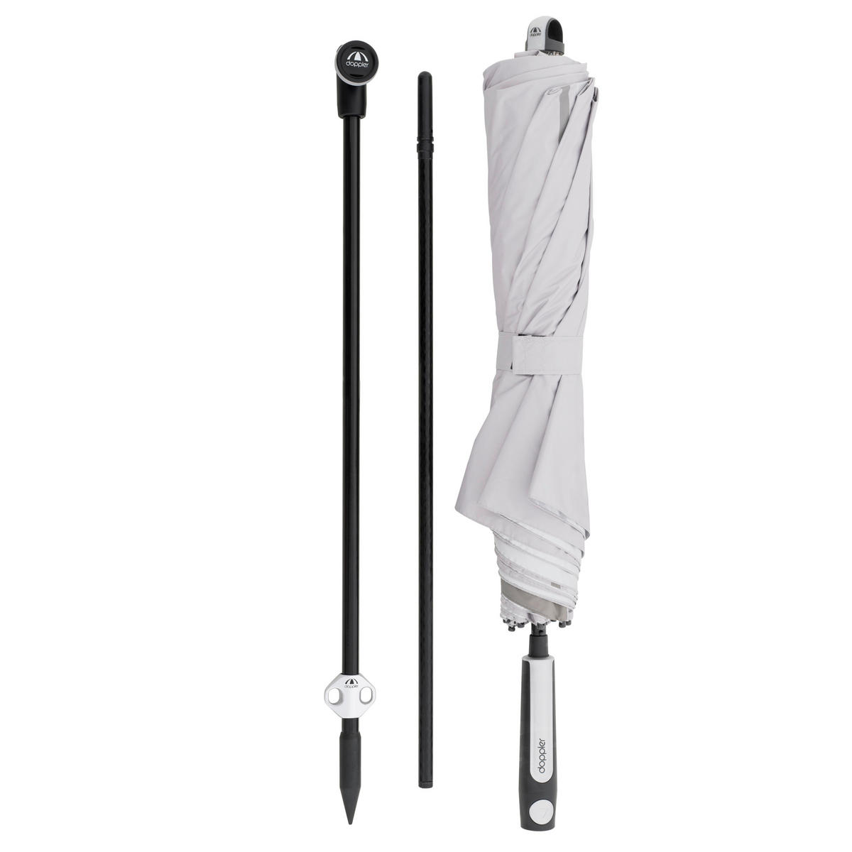 SONNENSCHIRM 156 cm Hellgrau  - Anthrazit/Hellgrau, MODERN, Textil/Metall (156cm) - Doppler