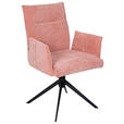 ARMLEHNSTUHL  Stoffauswahl, Wippmechanik ohne Härtegradeinstellung, Sitzfläche 360° drehbar Chenille  - Schwarz/Rosa, Design, Textil/Metall (57/89/67cm) - Valnatura