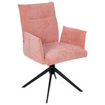 ARMLEHNSTUHL  Stoffauswahl, Wippmechanik ohne Härtegradeinstellung, Sitzfläche 360° drehbar Chenille  - Schwarz/Rosa, Design, Textil/Metall (57/89/67cm) - Valnatura