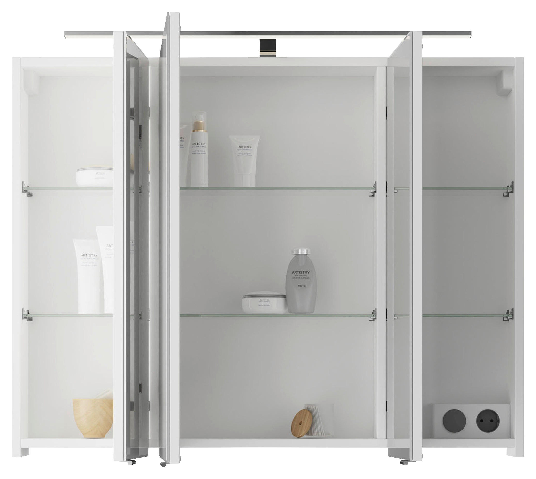 SPIEGELSCHRANK 90/70,3/14,5 cm  - Chromfarben/Weiß, KONVENTIONELL, Glas/Holzwerkstoff (90/70,3/14,5cm) - Pelipal