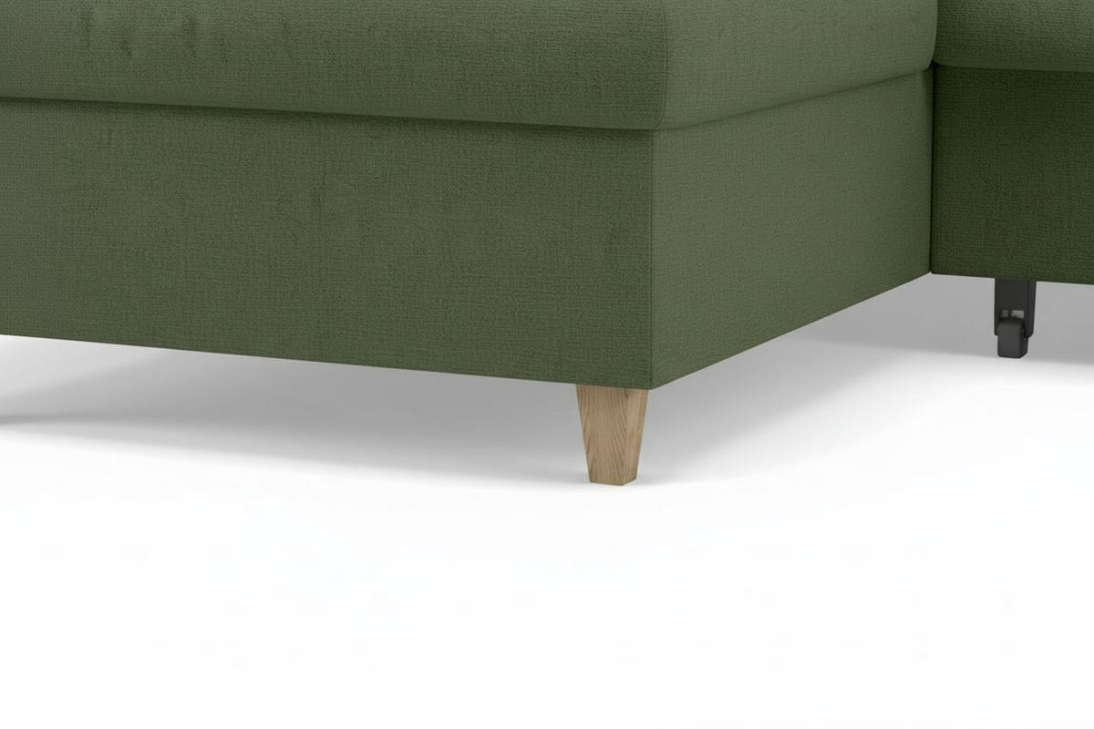 WOHNLANDSCHAFT NIKAS Grün Bouclé  - Buchefarben/Grün, Design, Holz/Textil (310/198/145cm) - MID.YOU