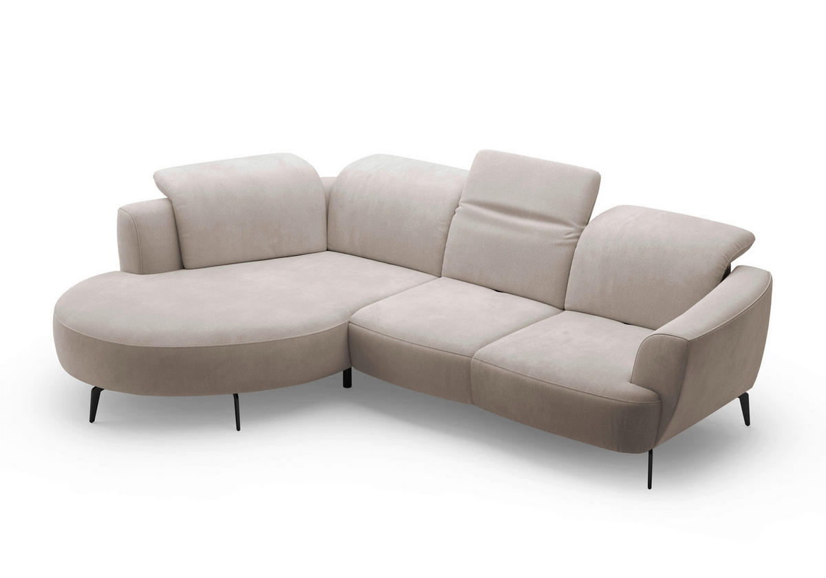 ECKSOFA in Flachgewebe Greige  - Greige/Schwarz, Konventionell, Textil/Metall (199/309cm) - Sit & More