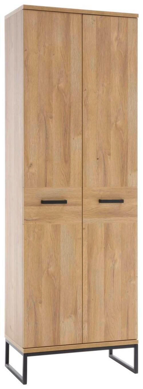 GARDEROBENSCHRANK in 66/196/38 cm - Eichefarben/Schwarz, KONVENTIONELL, Holzwerkstoff/Metall (66/196/38cm)