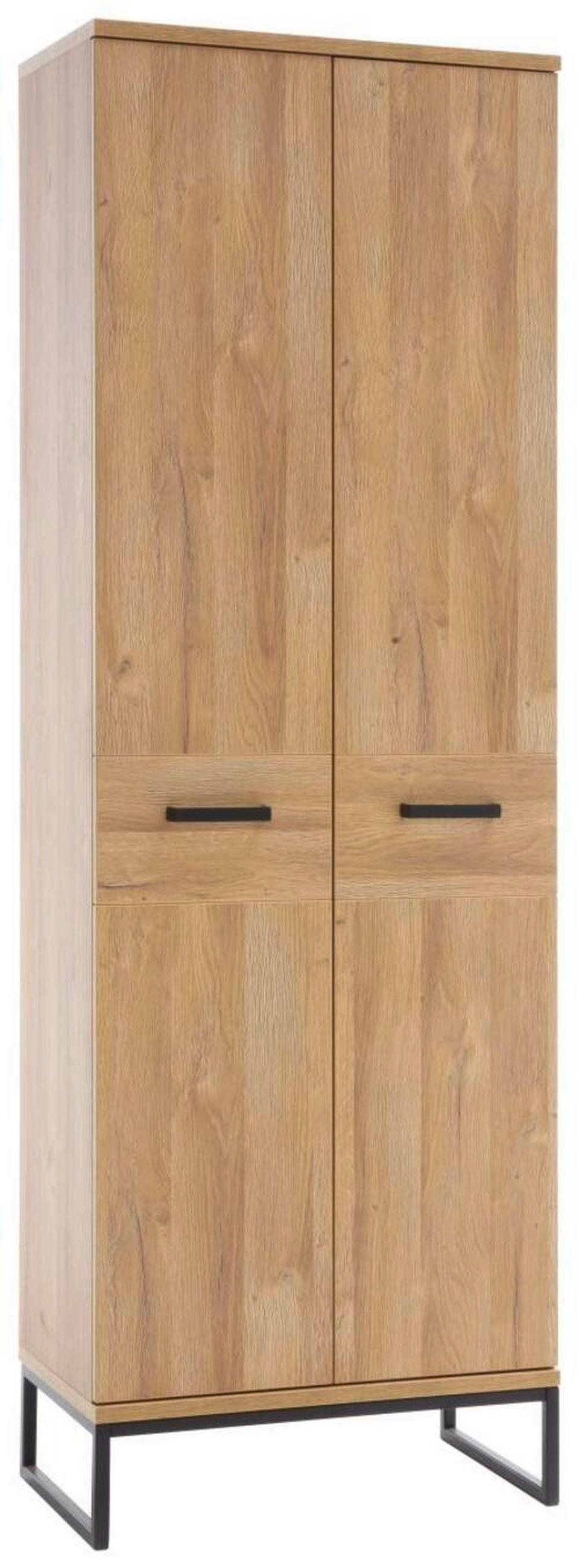 GARDEROBENSCHRANK  in 66/196/38 cm  - Eichefarben/Schwarz, KONVENTIONELL, Holzwerkstoff/Metall (66/196/38cm)