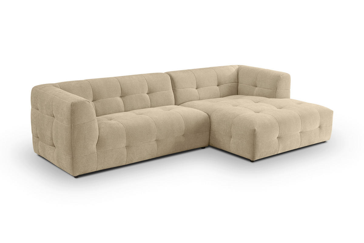 ECKSOFA TENSO Beige Flachgewebe  - Beige/Schwarz, Basics, Kunststoff/Textil (292/161cm) - MID.YOU
