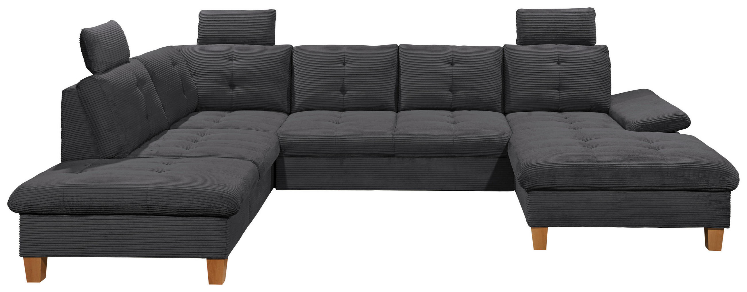 SJEDEĆA GARNITURA tekstil  antracit   - boje hrasta/antracit, Konvencionalno, tekstil/drvo (220/324/170cm) - MID.YOU