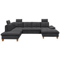 WOHNLANDSCHAFT Anthrazit Cord  - Eichefarben/Anthrazit, KONVENTIONELL, Holz/Textil (220/324/170cm) - MID.YOU