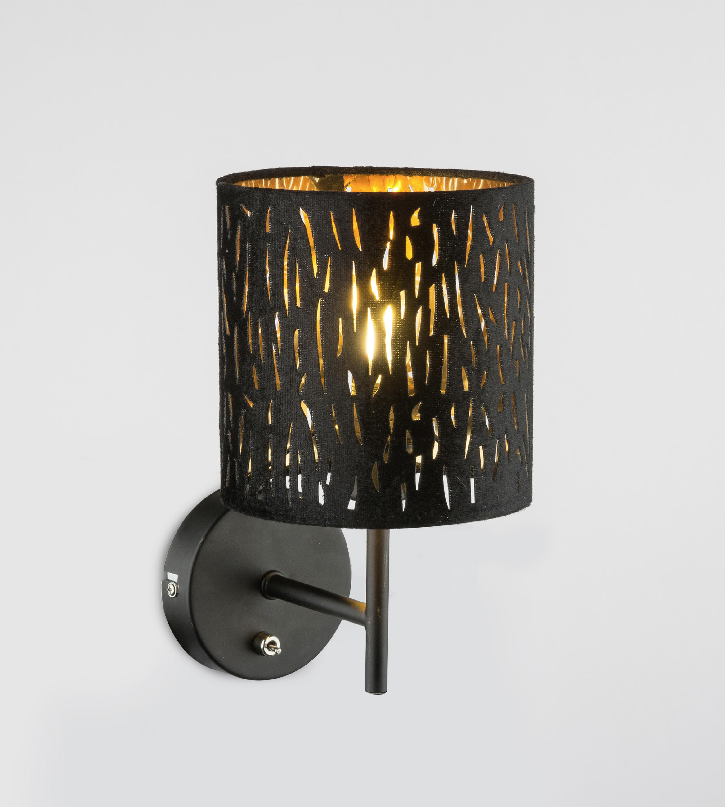 WANDLEUCHTE 15/26 cm   - Goldfarben/Schwarz, Design, Textil/Metall (15/26cm) - Globo