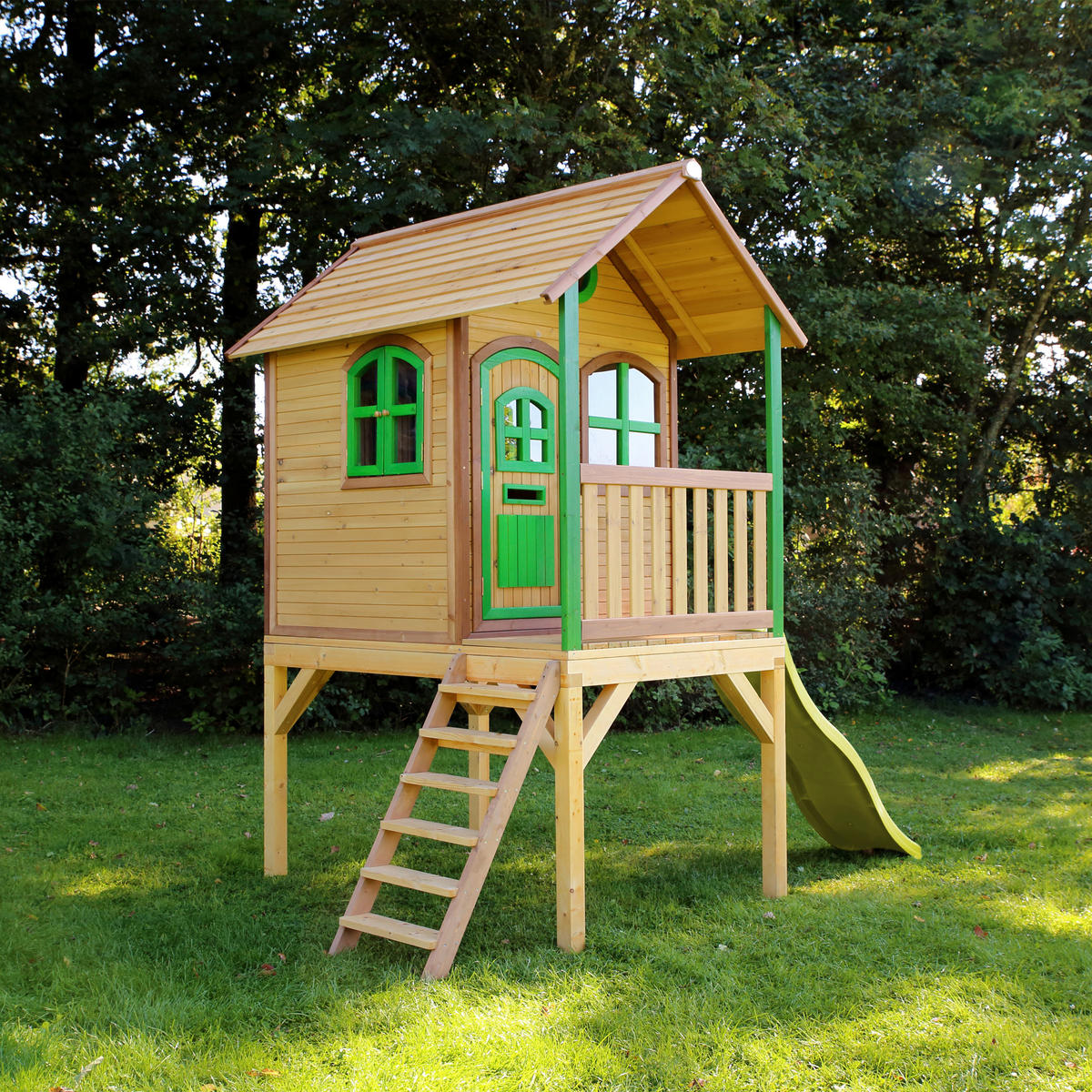 SPIELHAUS 318/272/191 cm  - Braun/Hellgrün, Konventionell, Holz (318/272/191cm)