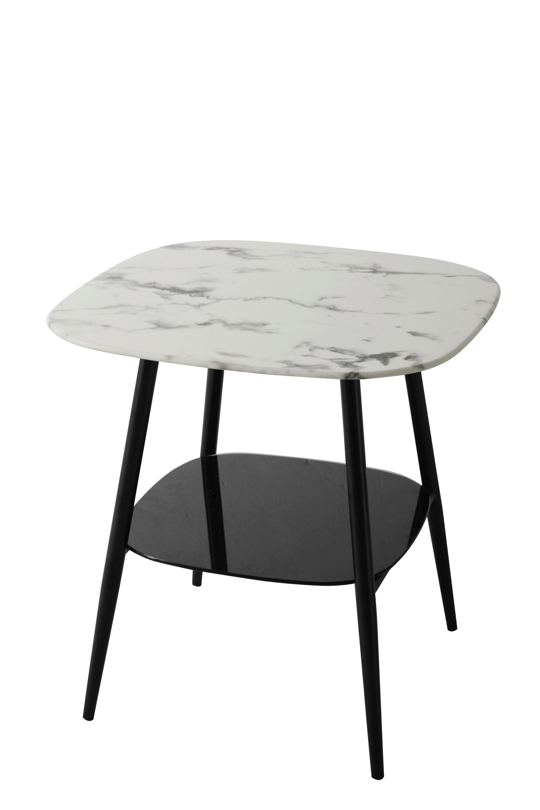 COUCHTISCH in Metall, Glas 55/55/55 cm  - Schwarz/Weiß, Design, Glas/Metall (55/55/55cm) - Livetastic